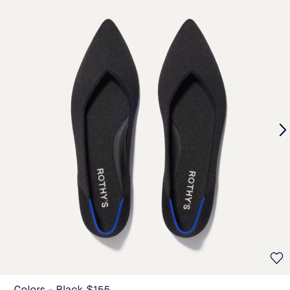 Rothy’s the point, black, size 7 NEW